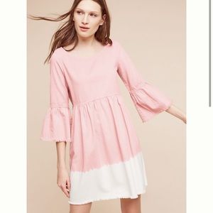 Anthropologie Lilibet Dress - Holding Horses 00P Pink Bell Sleeve Mini Dress
